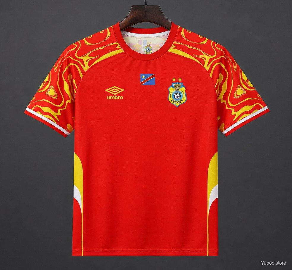 2026 DR Congo Red with Yellow Third Jersey